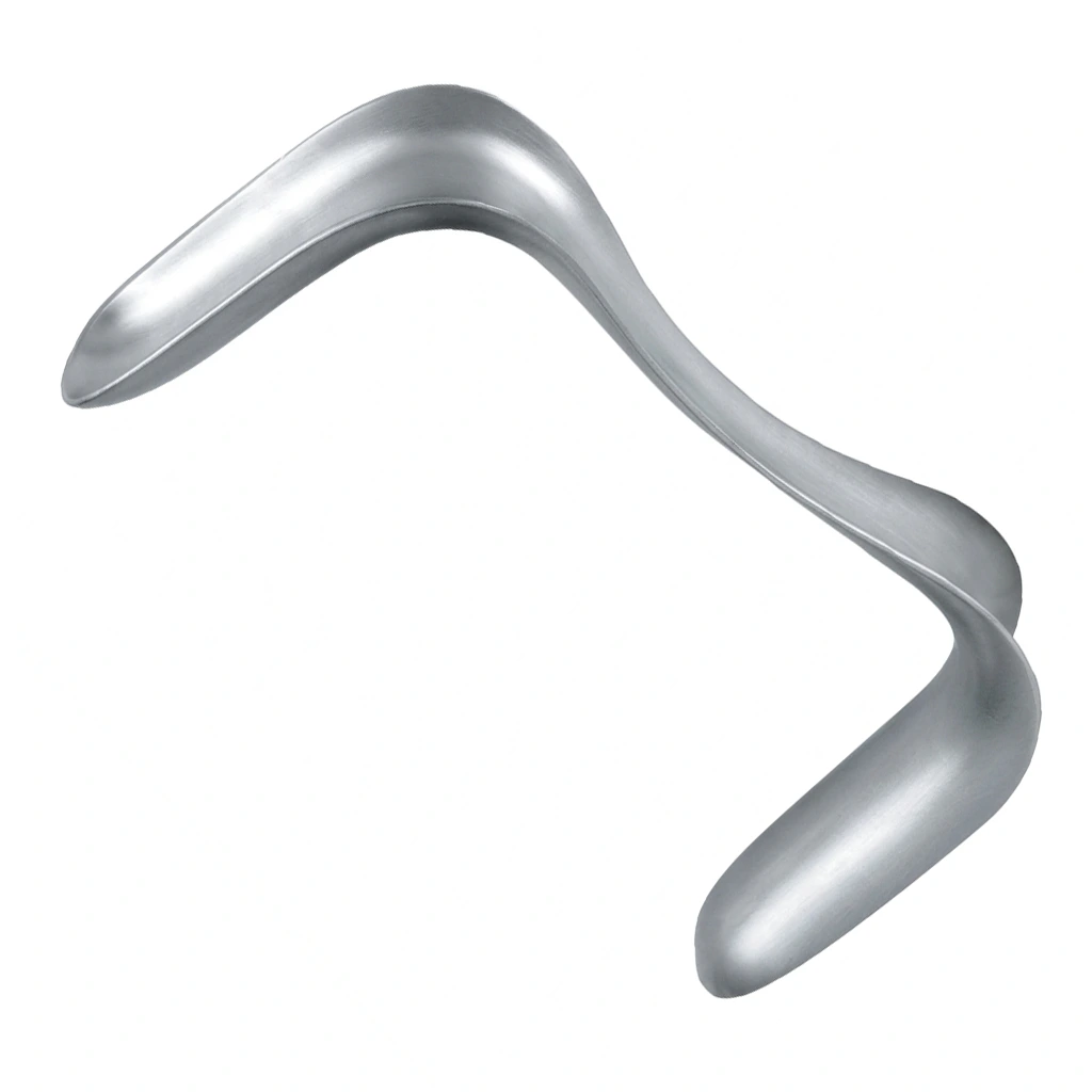 Double-ended Sims vaginal retractor in medical-grade stainless steel for gynecological surgical procedures and soft tissue exposure.